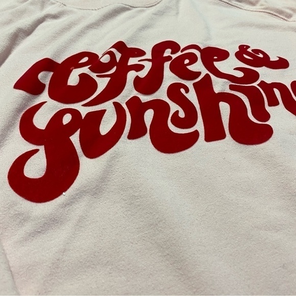 Wild Fox Coffee & Sunshine Crewneck Lightweight Sweatshirt, Pink/Red, Size XL - Picture 2 of 10